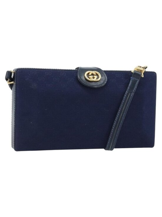 GUCCI Handbags - Authentic GUCCI Micro GG Supreme Shoulder Bag Navy Gold